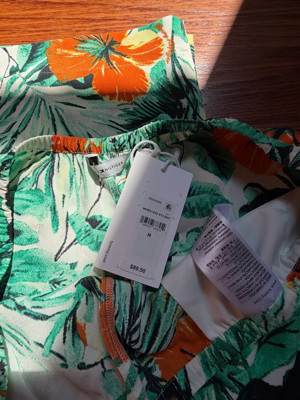 NWOT TOMMY HILFIGER Tropical Floral Wide-Leg Pants - Orange & Green / Size M